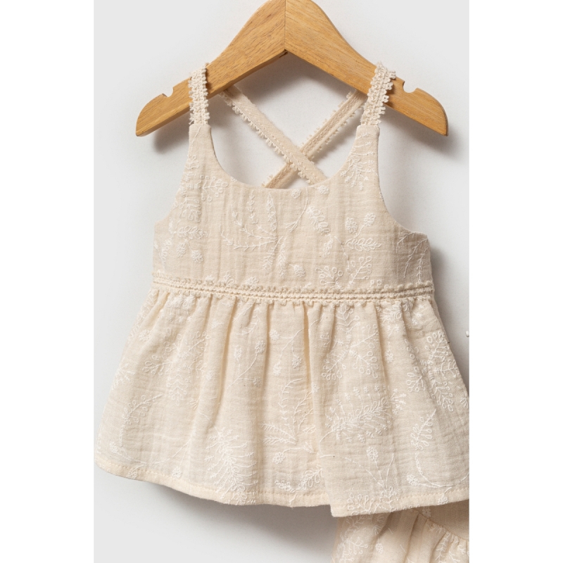 meisjes beige zomerset broderie Nipperland baby maat 6 maanden tot 3 jaar