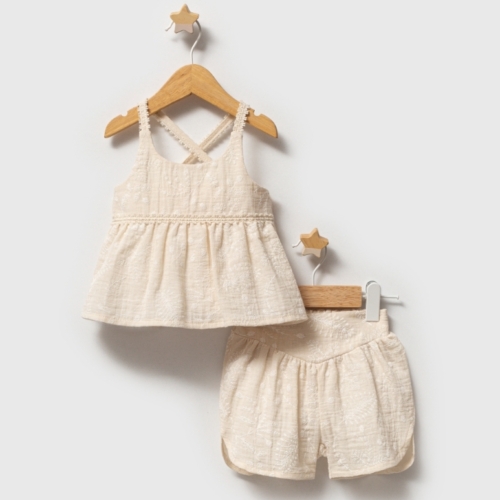 meisjes beige zomerset broderie Nipperland baby maat 6 maanden tot 3 jaar