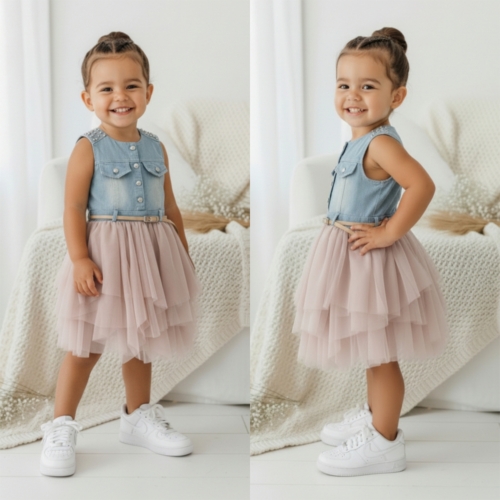 meisjes denim tutu jurkje beige 2 meisjes denim tutu jurkje beige (2)