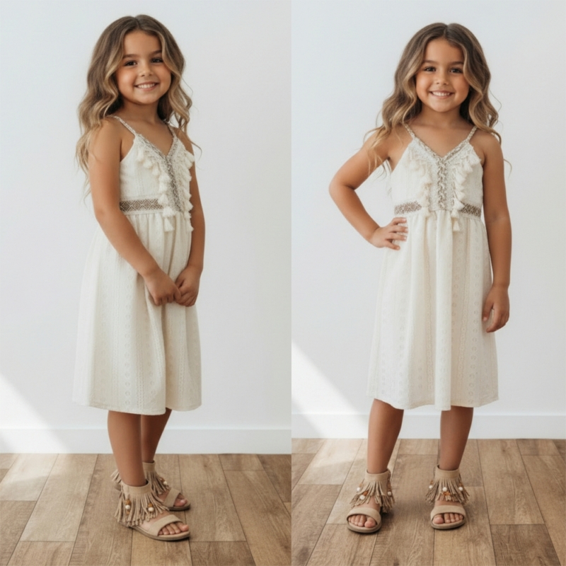 meisjes ibiza jurk beige