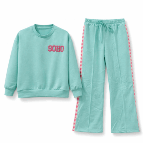 meisjes joggingpak mint hartjes broek