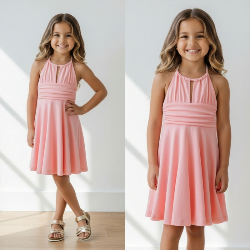 meisjes jurkje koraal zomer
