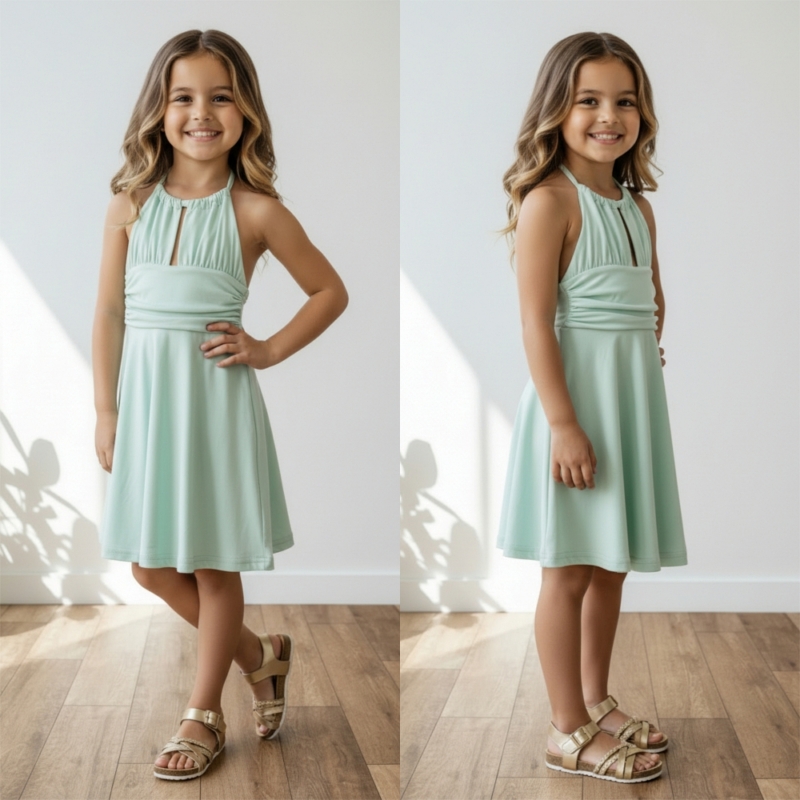 meisjes jurkje mint zomer