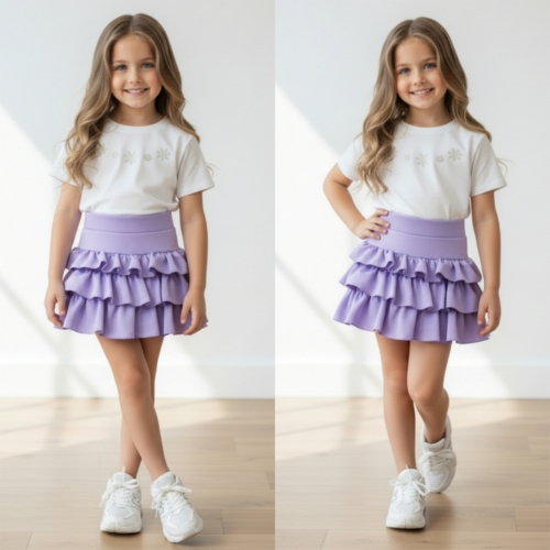 meisjes ruffle rokje lila