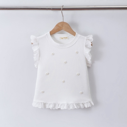 meisjes ruffle top strass bloemen