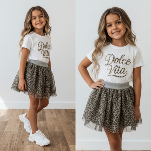 meisjes t shirt wit dolce vita leopard print meisjes t-shirt wit dolce vita leopard print
