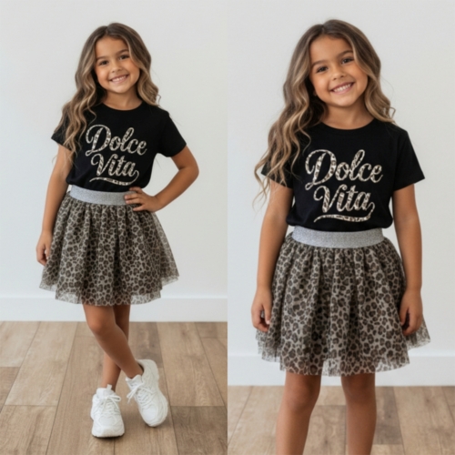 meisjes t shirt zwart dolce vita leopard print meisjes t shirt zwart dolce vita leopard print