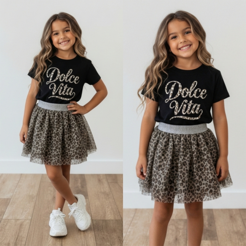 meisjes t shirt zwart dolce vita leopard print meisjes t shirt zwart dolce vita leopard print