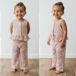 meisjes zomer setje roze kant ibiza