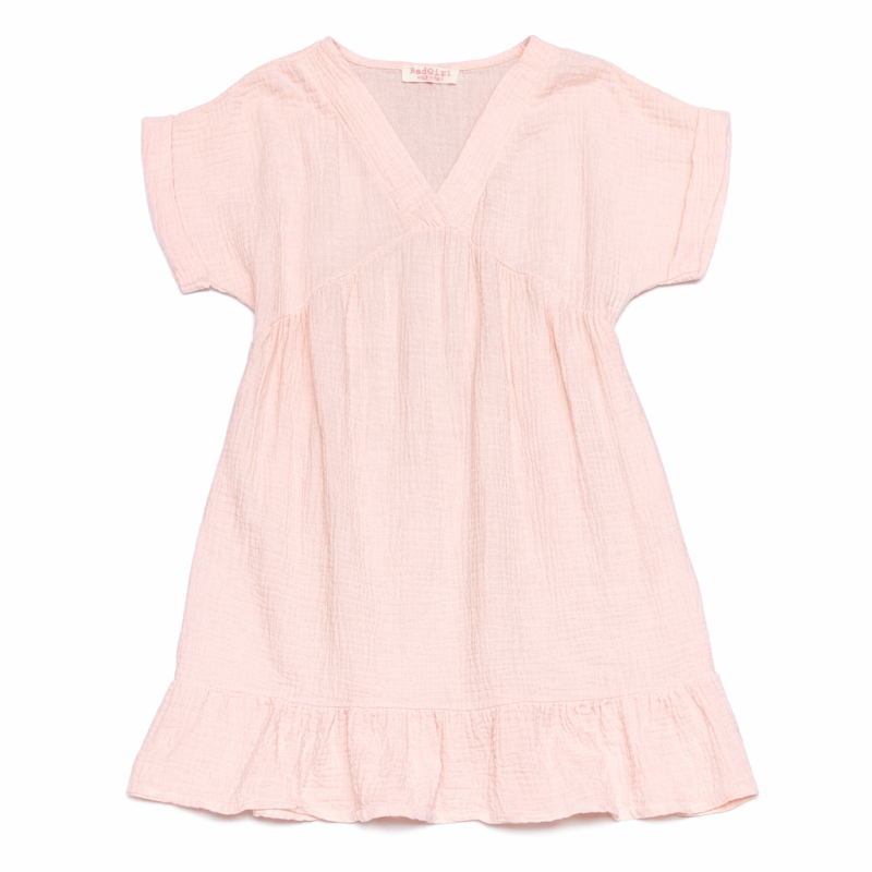 meisjes zomerjurk lichtroze korte mouwen