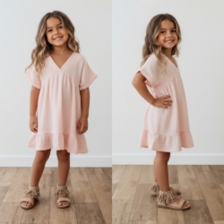 meisjes zomerjurk lichtroze mousseline