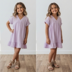 meisjes zomerjurk lila mousseline