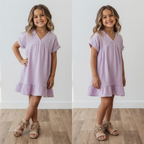 meisjes zomerjurk lila mousseline