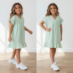 meisjes zomerjurk mint mousseline