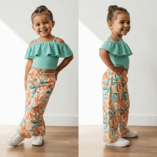 meisjes zomerset lichtroze ruffle top bloemen broek meisjes zomerset lichtroze ruffle top bloemen broek