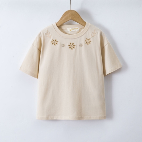 t shirt meisje beige zomer korte mouwen