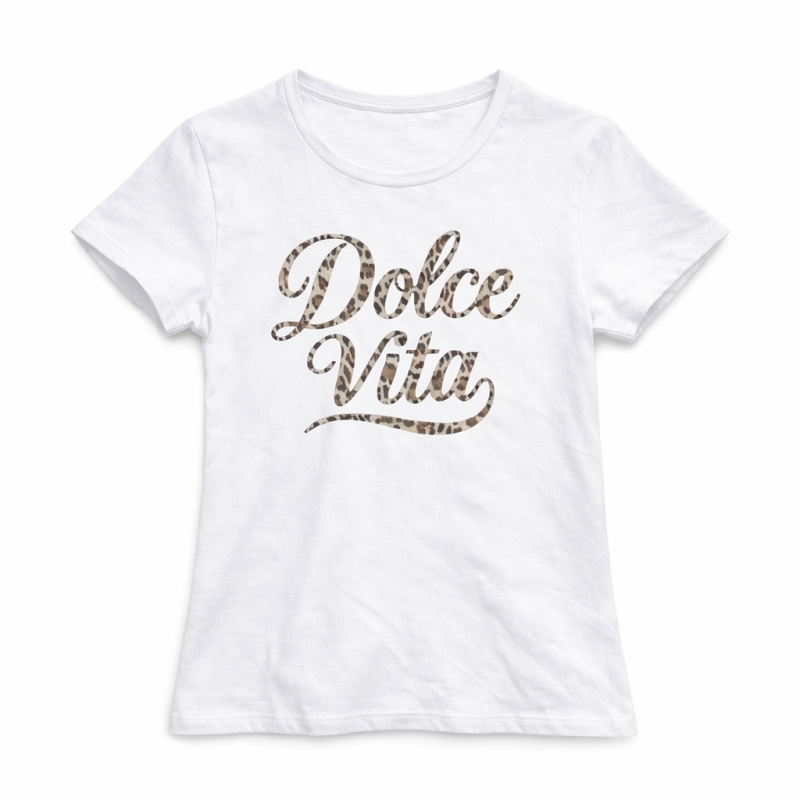 wit meisjes t shirt met dolce vita panterprint opdruk