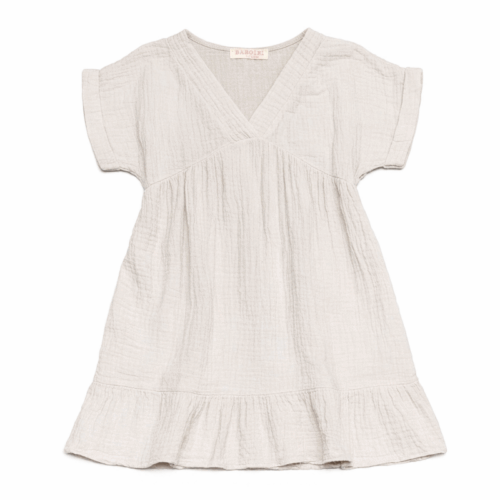 zomerjurkje meisjes beige ruffle korte mouwen