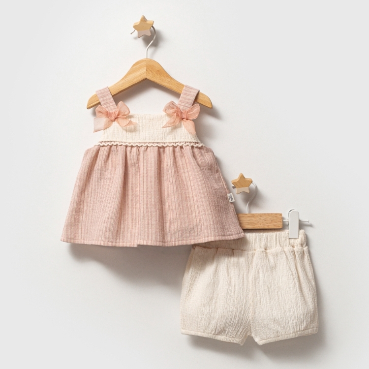 zomerset roze meisje Nipperland met strikjes top en short