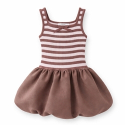 ballon jurkje bruine strepen mouwloos ballon jurkje bruine strepen mouwloos