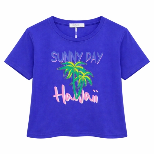 blauw t shirt meisjes hawai
