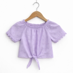 broderie ruffle top lila