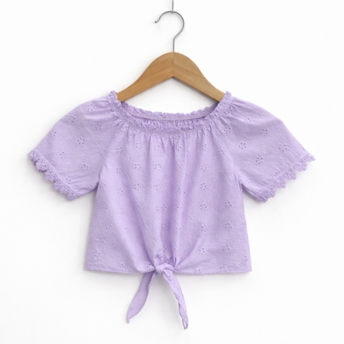 broderie ruffle top lila