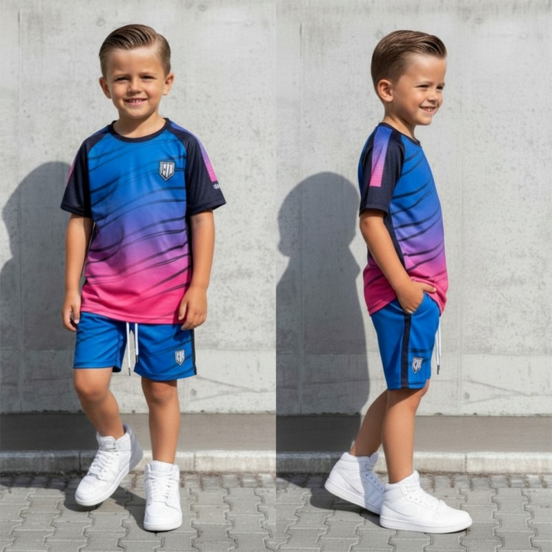 jongens voetbal set blauw roze