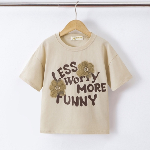 meisjes beige t shirt funny