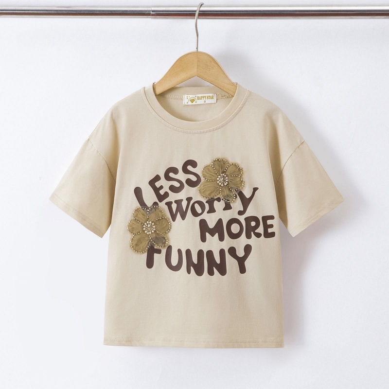 meisjes beige t shirt funny