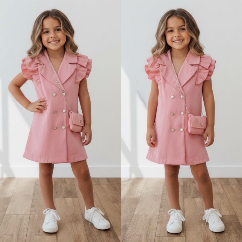 meisjes blazer jurkje roze met tasje meisjes blazer jurkje roze met tasje