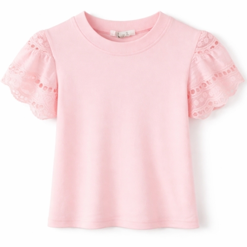 meisjes broderie shirt roze