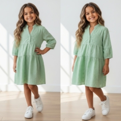 meisjes broderie zomerjurk mint