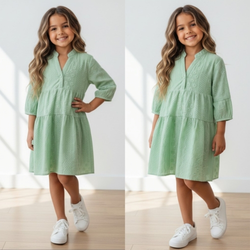 meisjes broderie zomerjurk mint