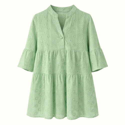 meisjes broderie zomerjurk mint korte mouwen