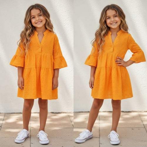 meisjes broderie zomerjurk oranje meisjes broderie zomerjurk oranje