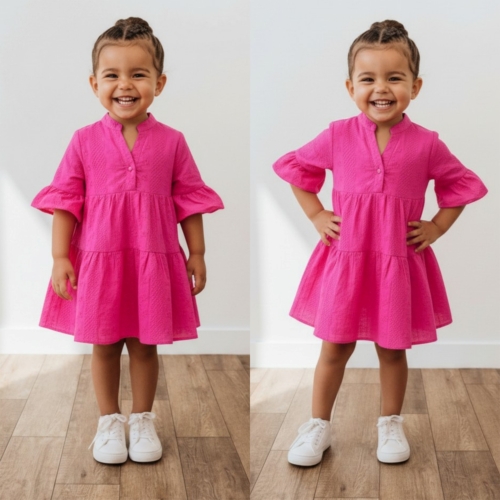 meisjes broderie zomerjurk roze (2)