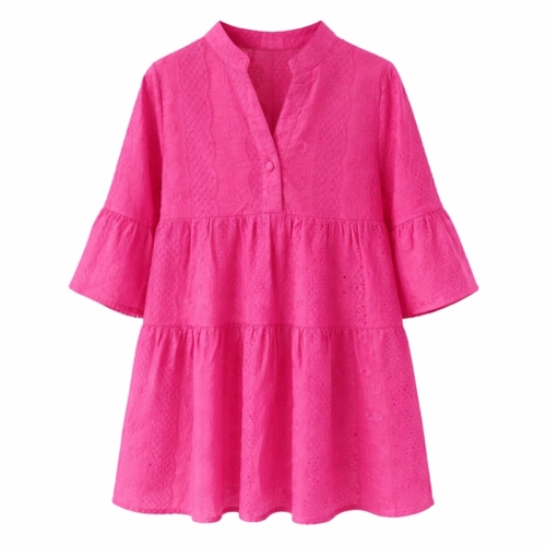 meisjes broderie zomerjurk roze