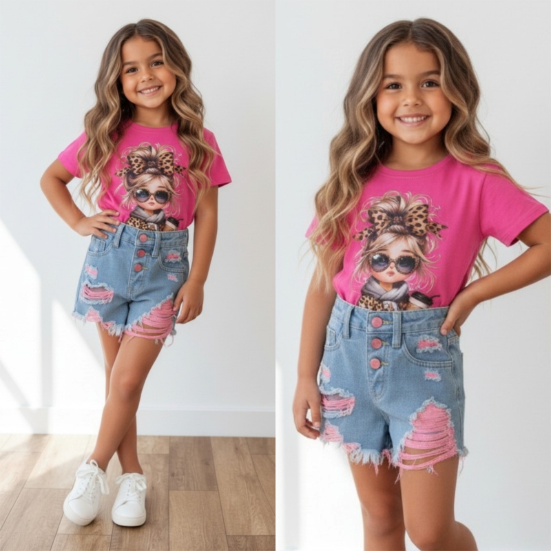 meisjes denim short blauw