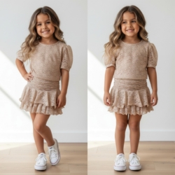 meisjes kanten set taupe meisjes kanten set taupe