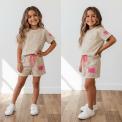 meisjes lace set beige