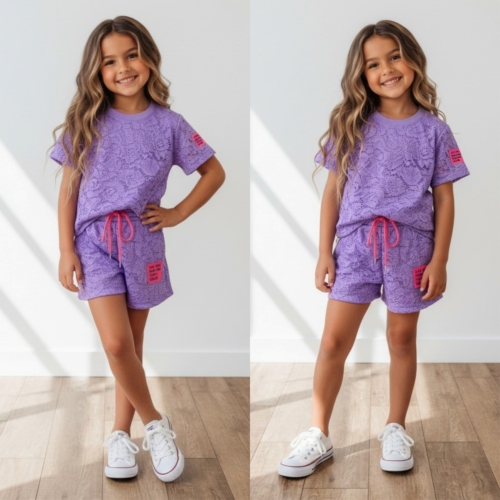 meisjes lace set paars