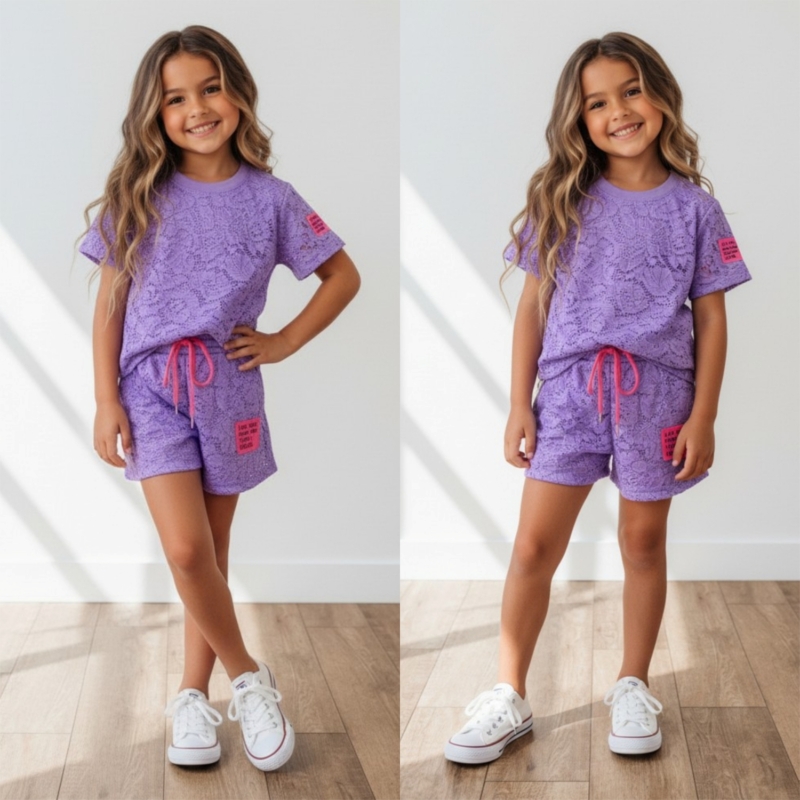 meisjes lace set paars