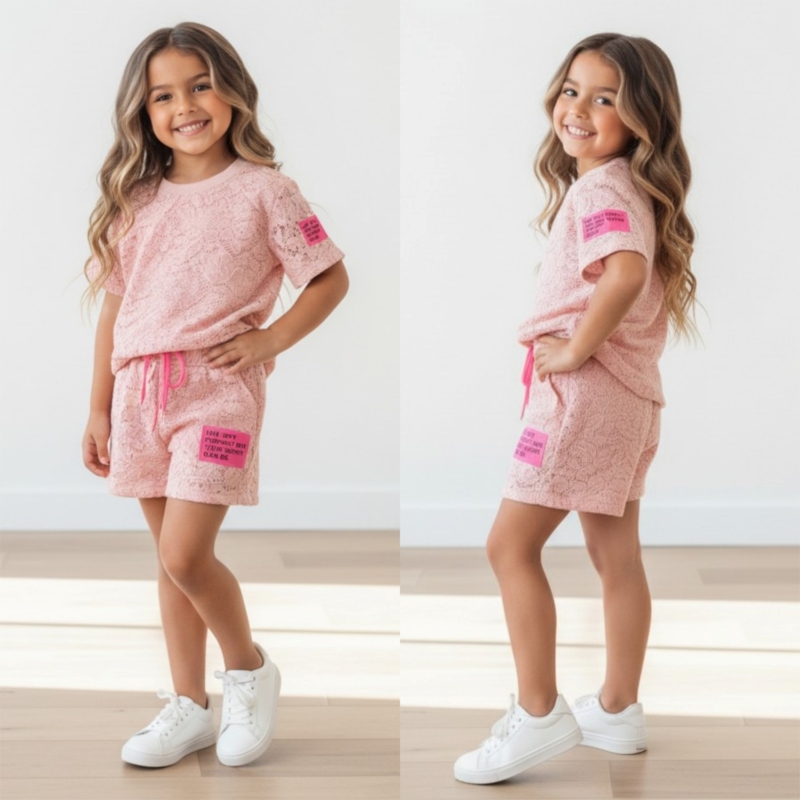 meisjes lace set roze