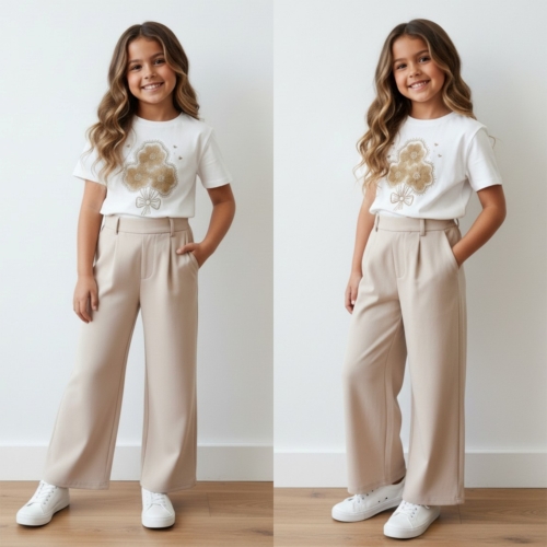 meisjes pantalon beige
