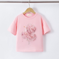 meisjes roze t shirt roze bloemen