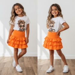 meisjes ruffle rokje oranje