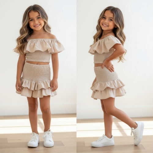 meisjes ruffle zomerset beige