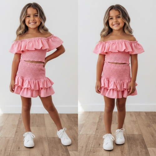 meisjes ruffle zomerset roze