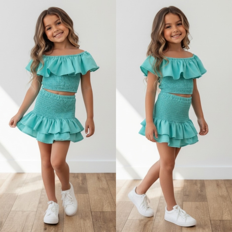 meisjes ruffle zomerset turquoise meisjes ruffle zomerset turquoise